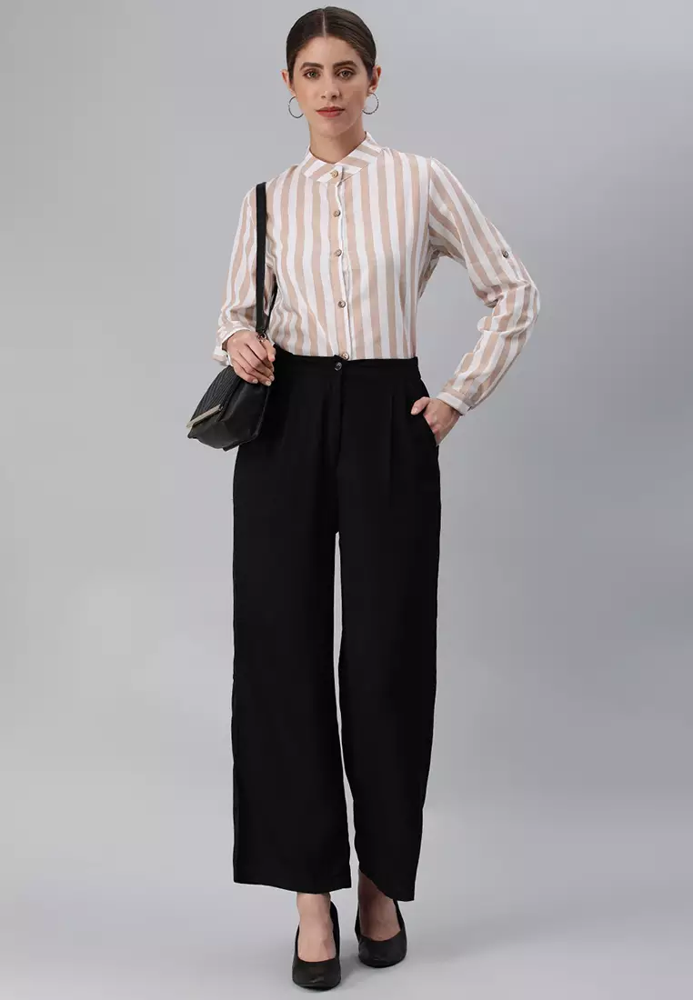 Khaki Striped Long Sleeve Shirt