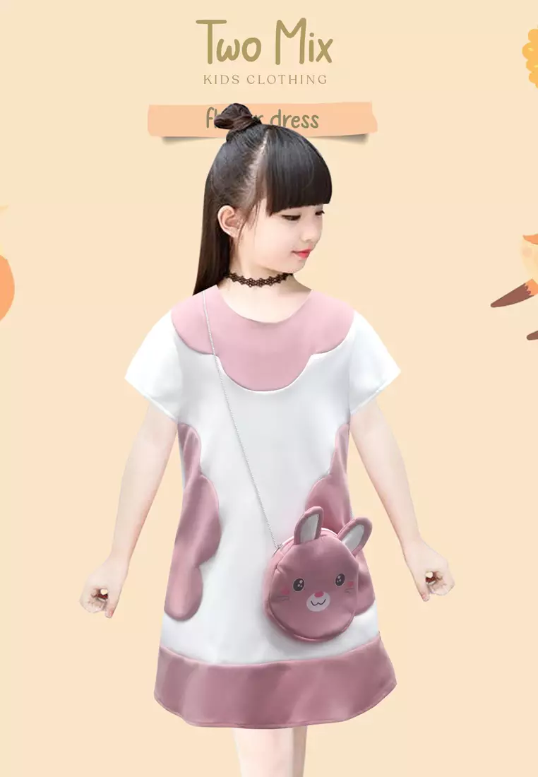TWO MIX Baju Anak Perempuan Cute Rabbit + GRATIS TAS ANAK LUCU 1-8 Tahun 4231