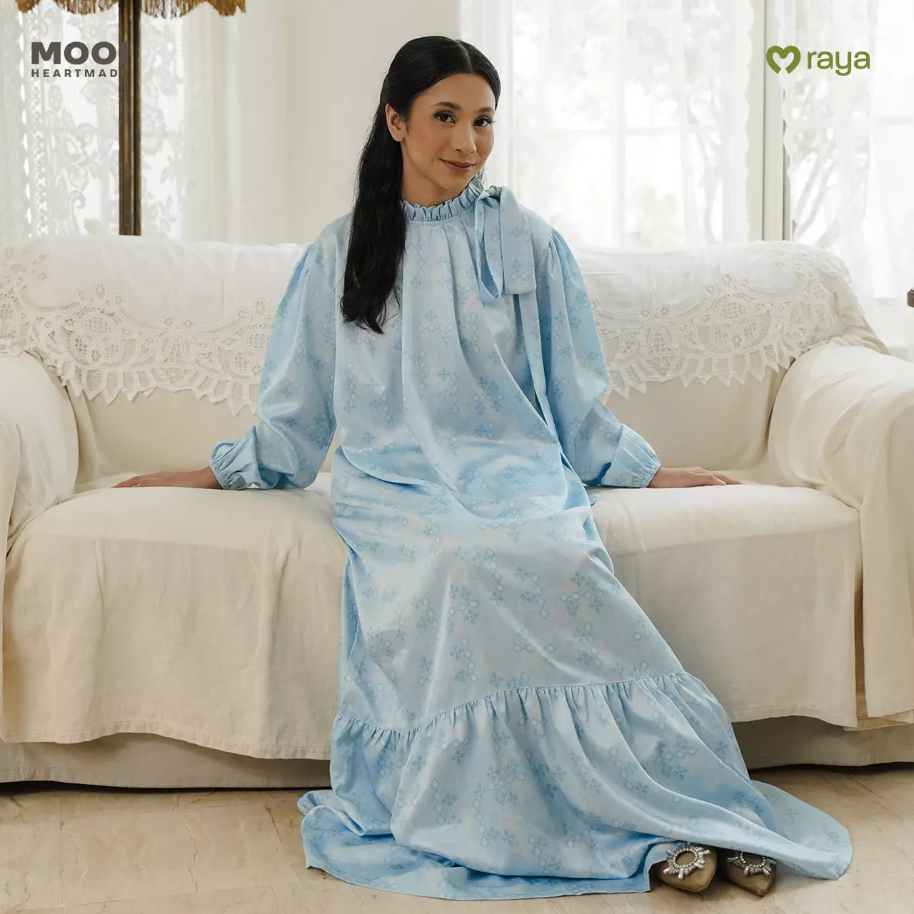 Mooi Dress Dewasa Raya Collection Nawrah Gamis Adult Nawasena Series - Sky Blue