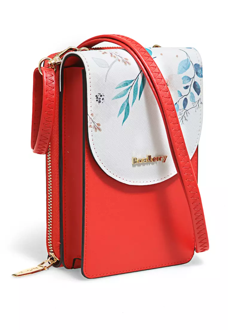 Sling Bag Tas Selempang Wanita Flower Motive Many Pocket Material Leather ORIGINAL