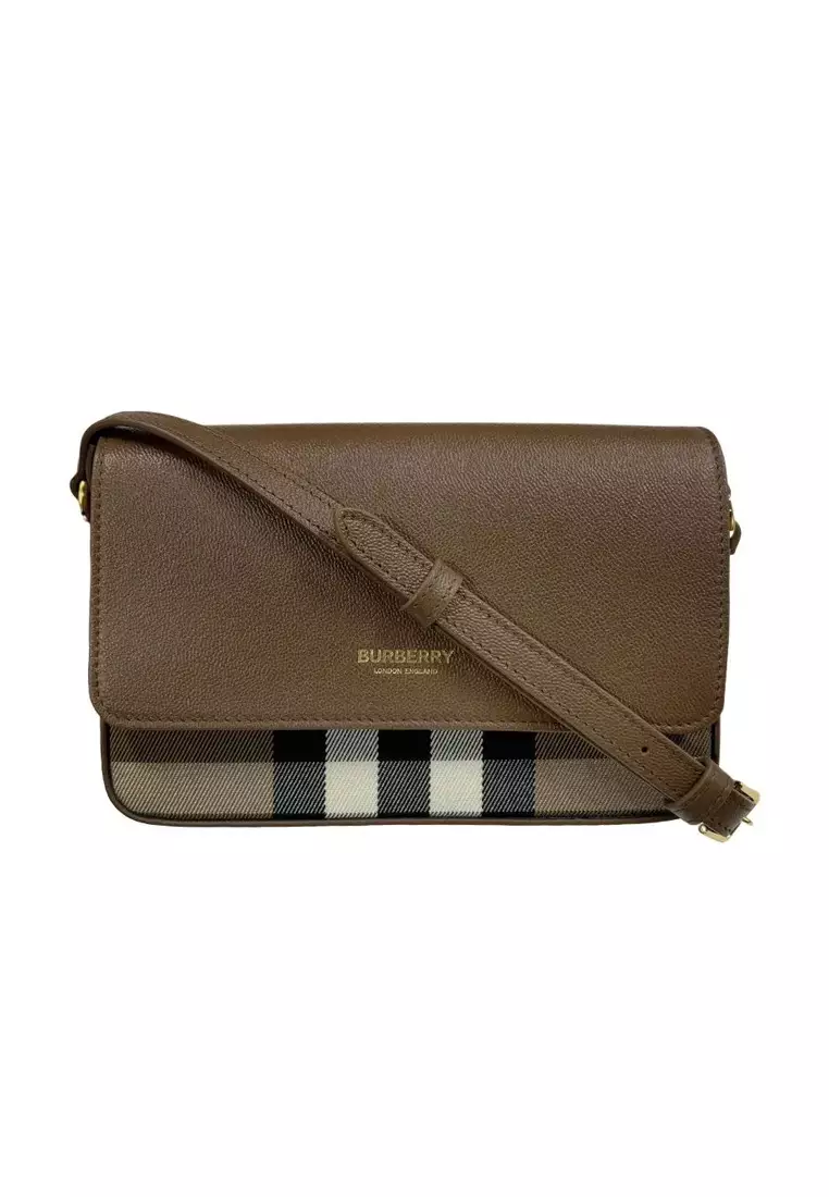 Buy Burberry New Hampshire Check Canvas & Leather Crossbody Bag in