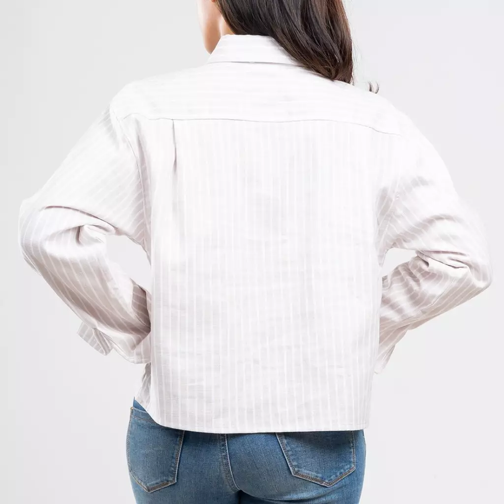 C2 Elrich Khaki Kemeja Oversize Crop - Boxy Shirt Wanita