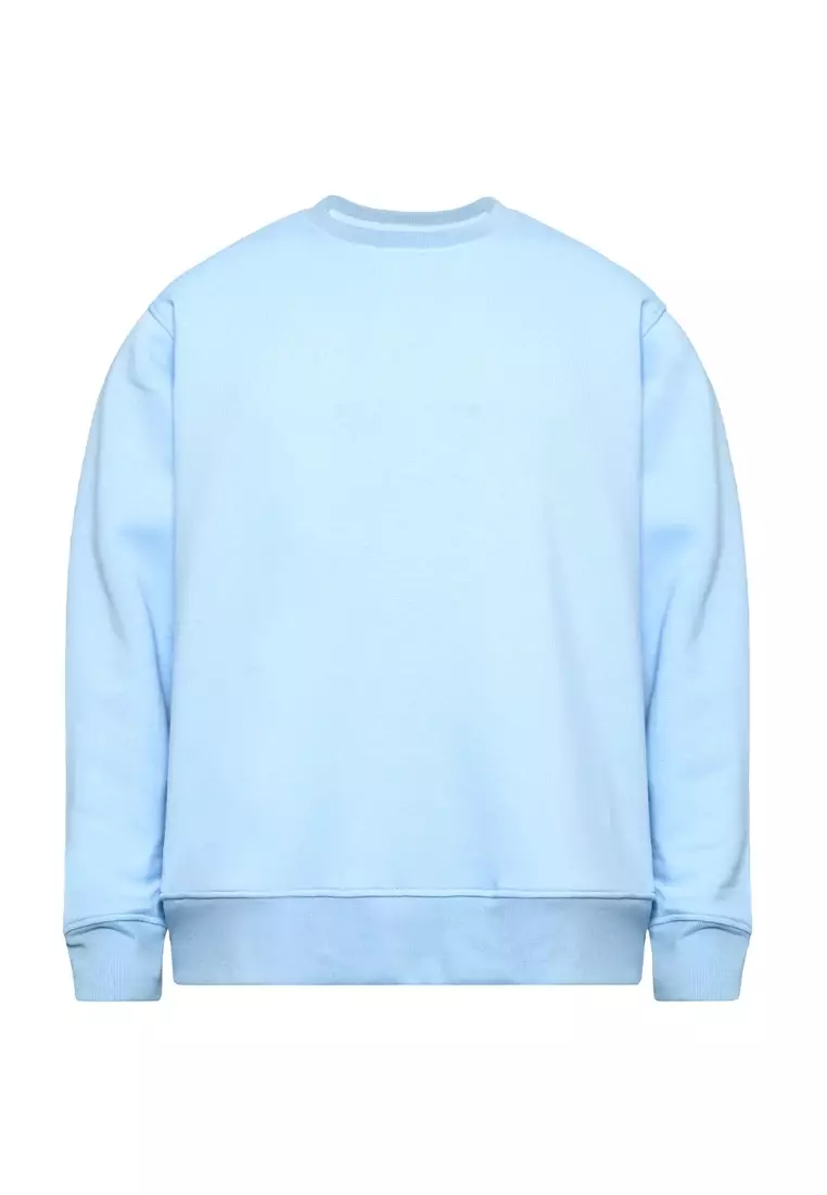 Cotton Well Coofy Crewneck Sweatshirt with Hidden Pocket Baby Blue | Sweater Polos Kantong Tersembunyi Biru Muda