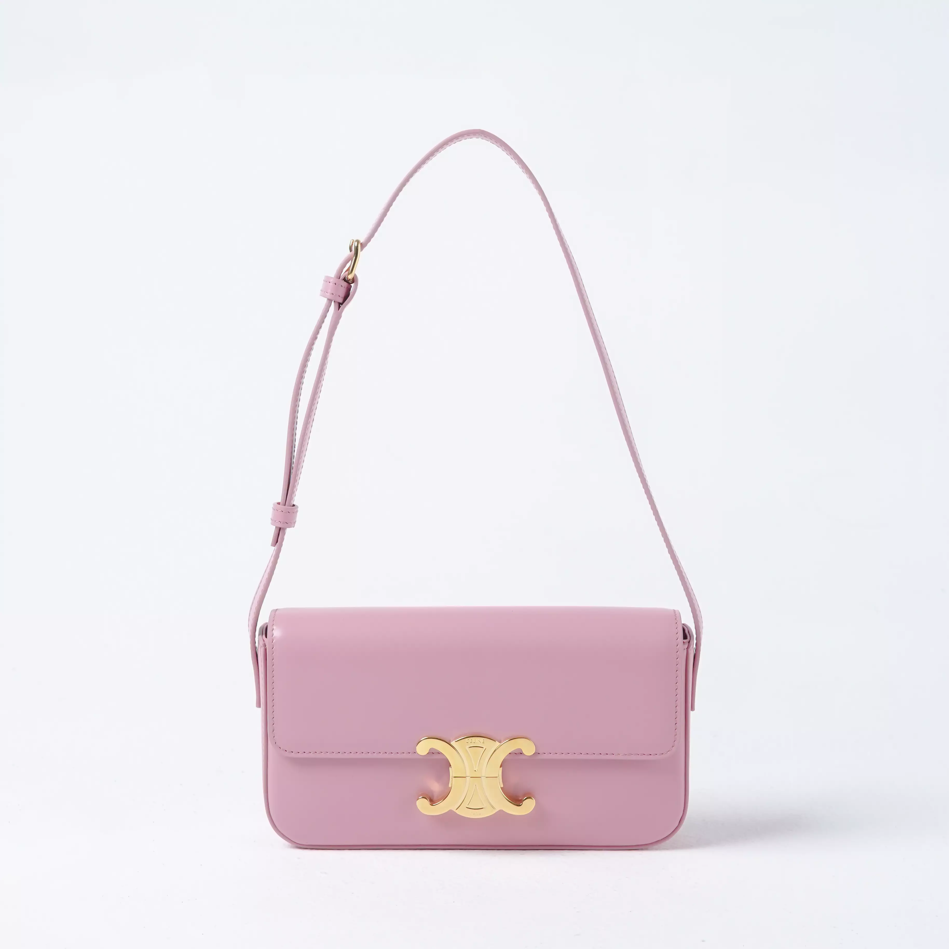 Tas CELINE TRIOMPHE GHW ROSE PINK LEATHER SHOULDER BAG 100% ORIGINAL