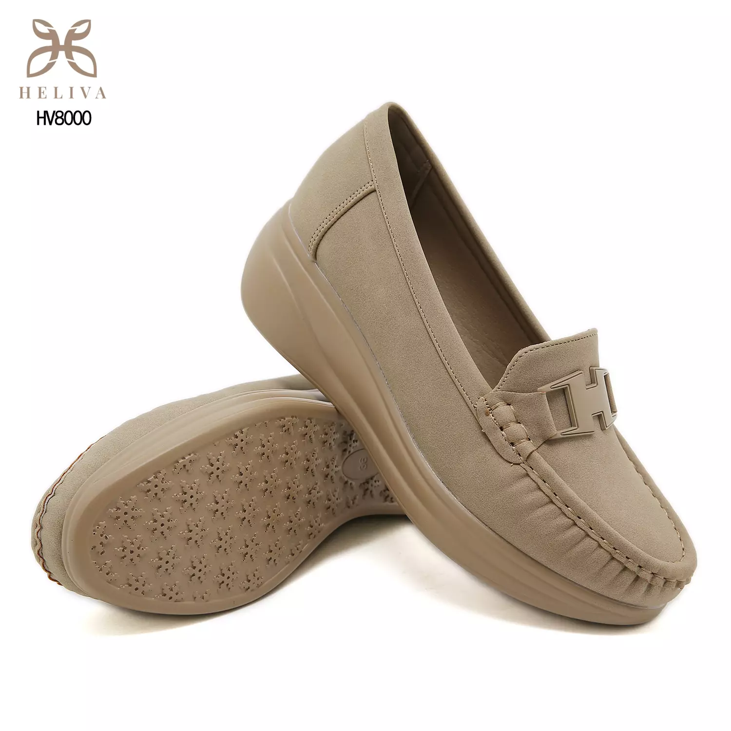 HELIVA HILARY Minimalist H-Accent Wedge Loafers for Women HV8000