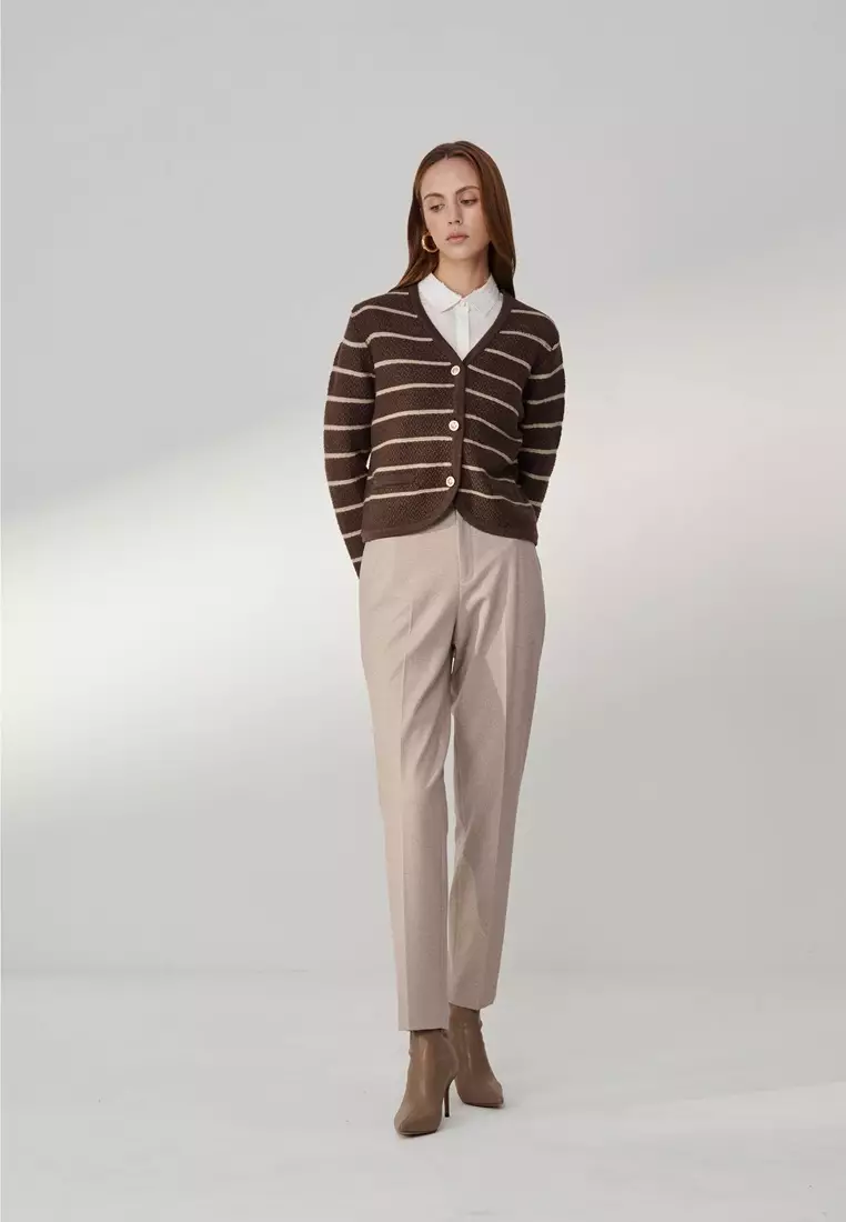Brown Stripe Knit Jacket