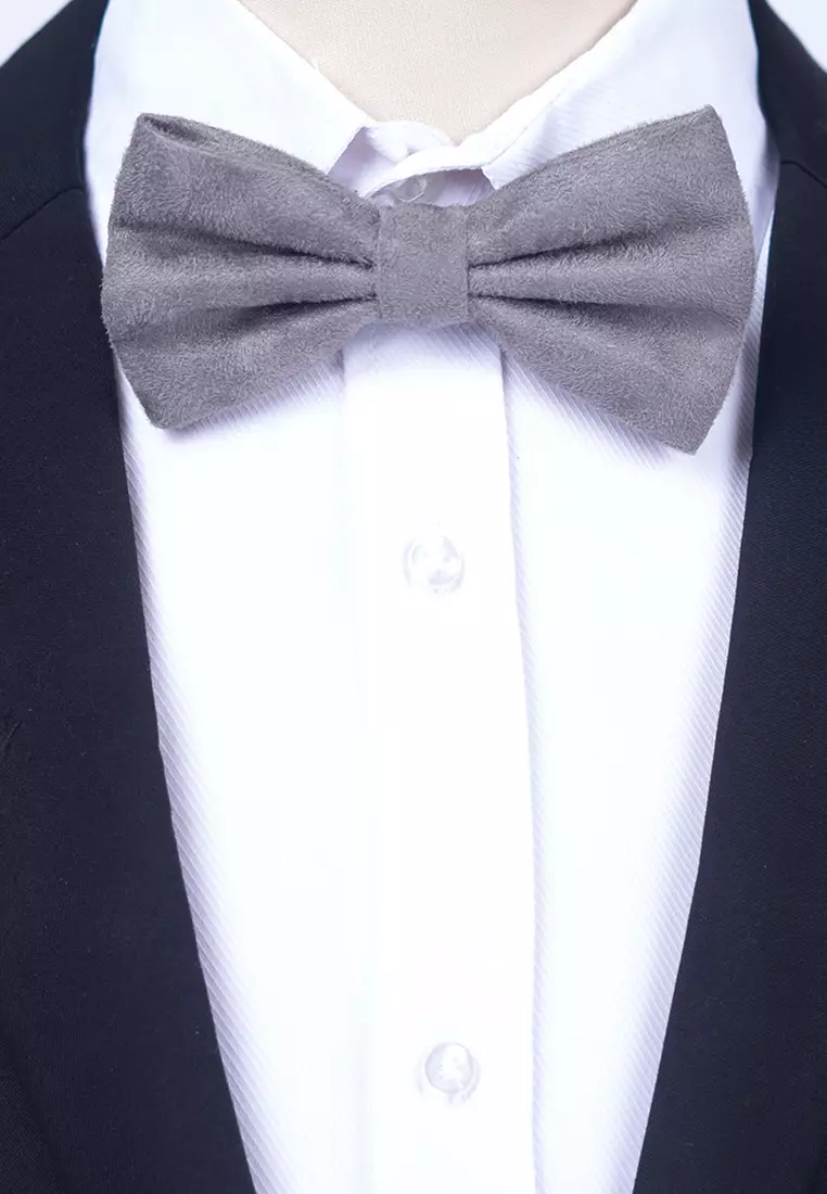 Dasi kupu kupu bowtie wedding bahan suede / beludru abu-abu