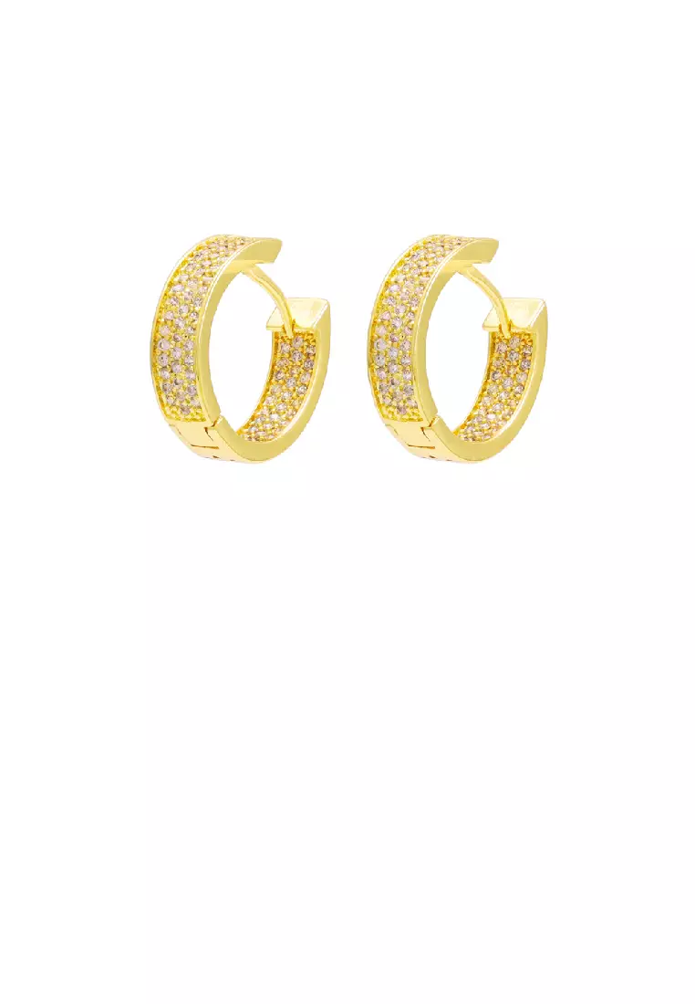 Fashion Temperament Plated Gold Geometric Hoop Earrings with Cubic Zirconia