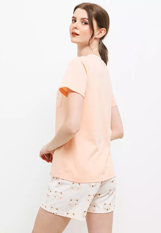 Pyjama Short Sleeve Short Pants Pocket Sleepwear