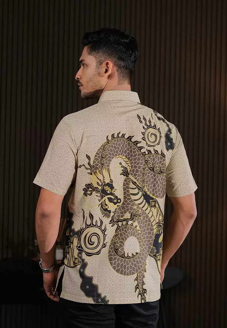 Hadinata Batik Premium Pria Kemeja Pendek Superfine Bilva Beige