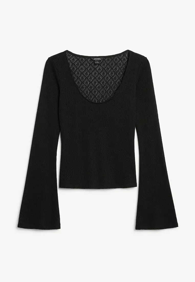 Buy Monki Fine Knit Top With Bell Sleeves 2024 Online ZALORA