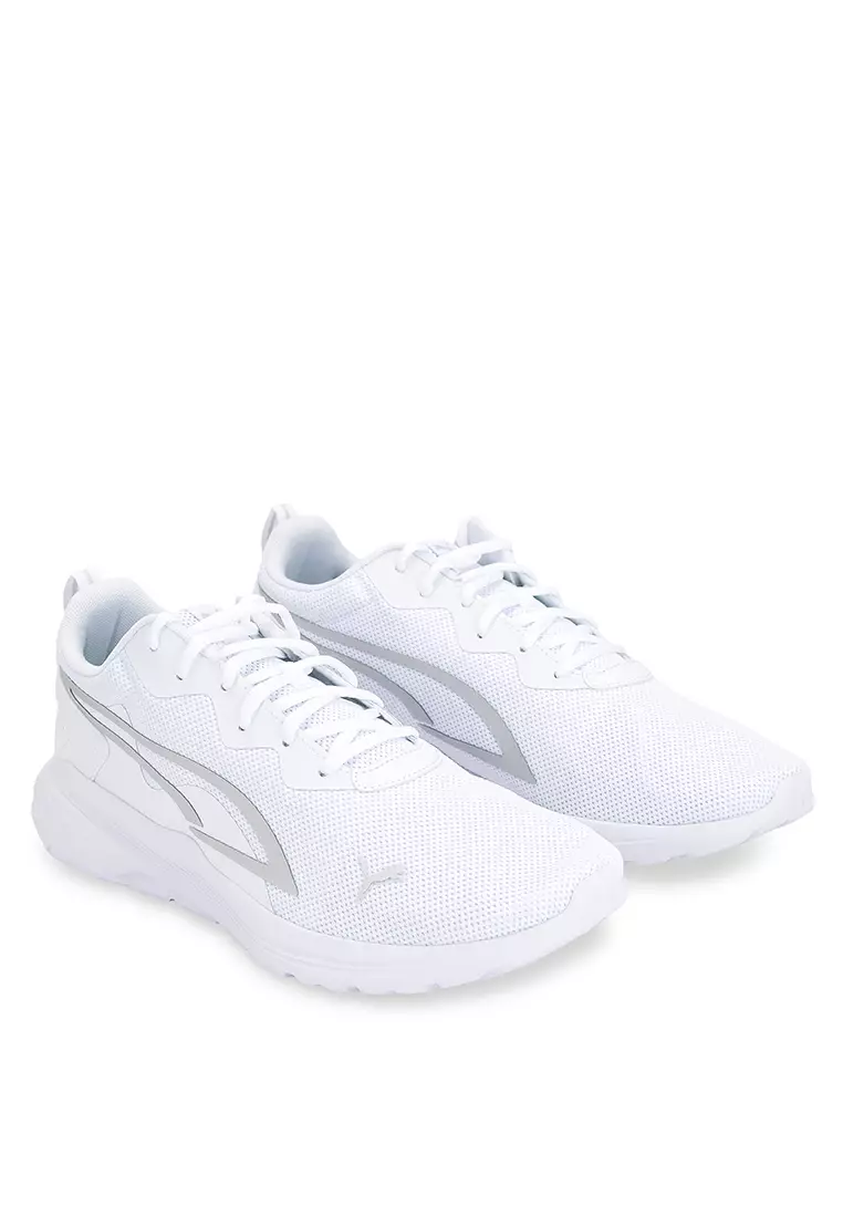 All white clearance high top pumas