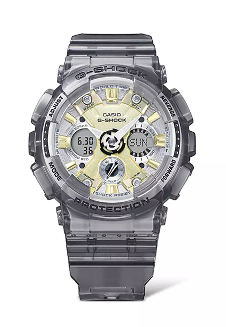 Women's Analog-Digital Watch GMA-S120GS-8A Grey Skeleton Resin Band Ladies Sport Watch