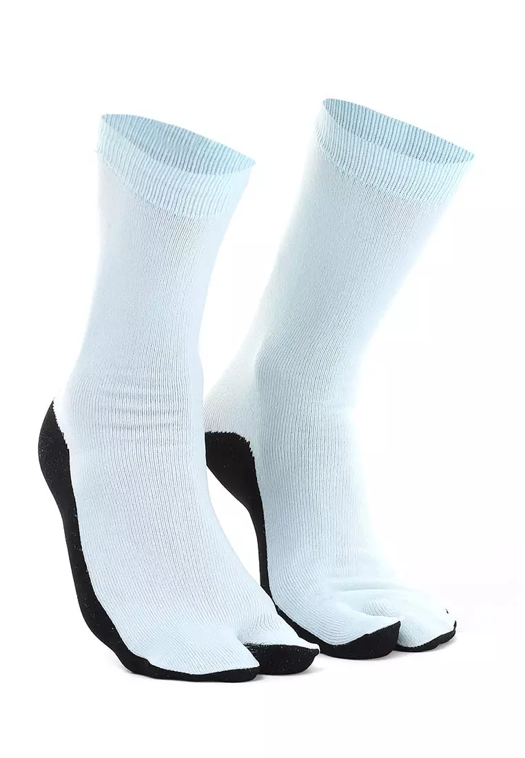 Nercyla Kaos Kaki Wanita Toe Socks Two Tone Casual Footwear Material Spandex ORIGINAL - Blue