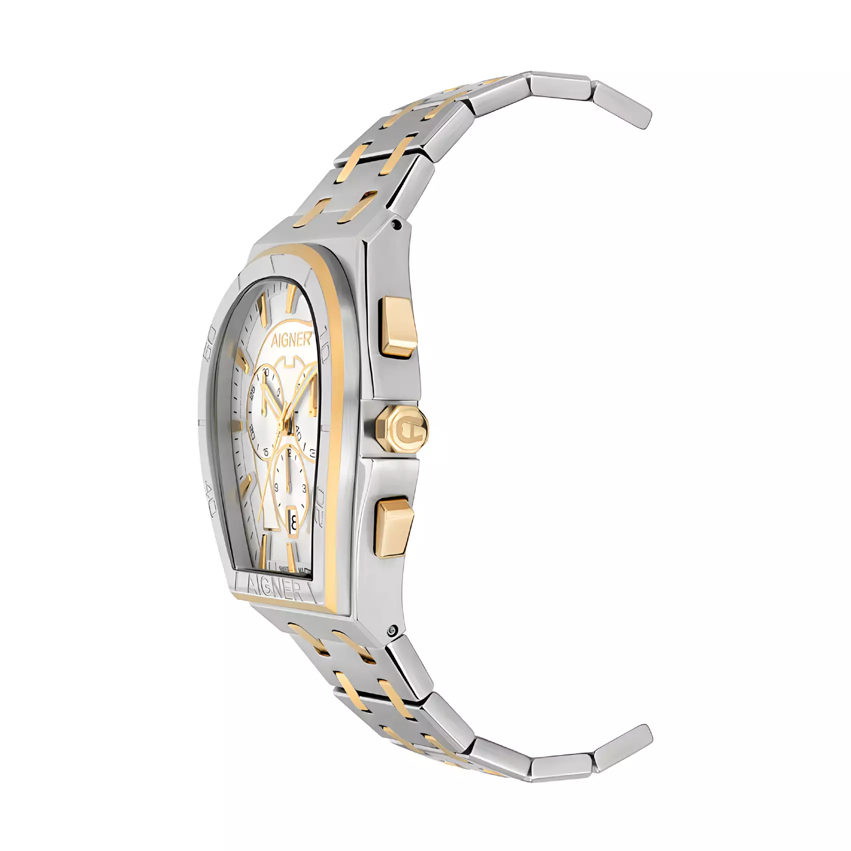 AIGNER - Jam Tangan Pria - White Dial Dual Tone Stainless Steel - ARWGI2100302