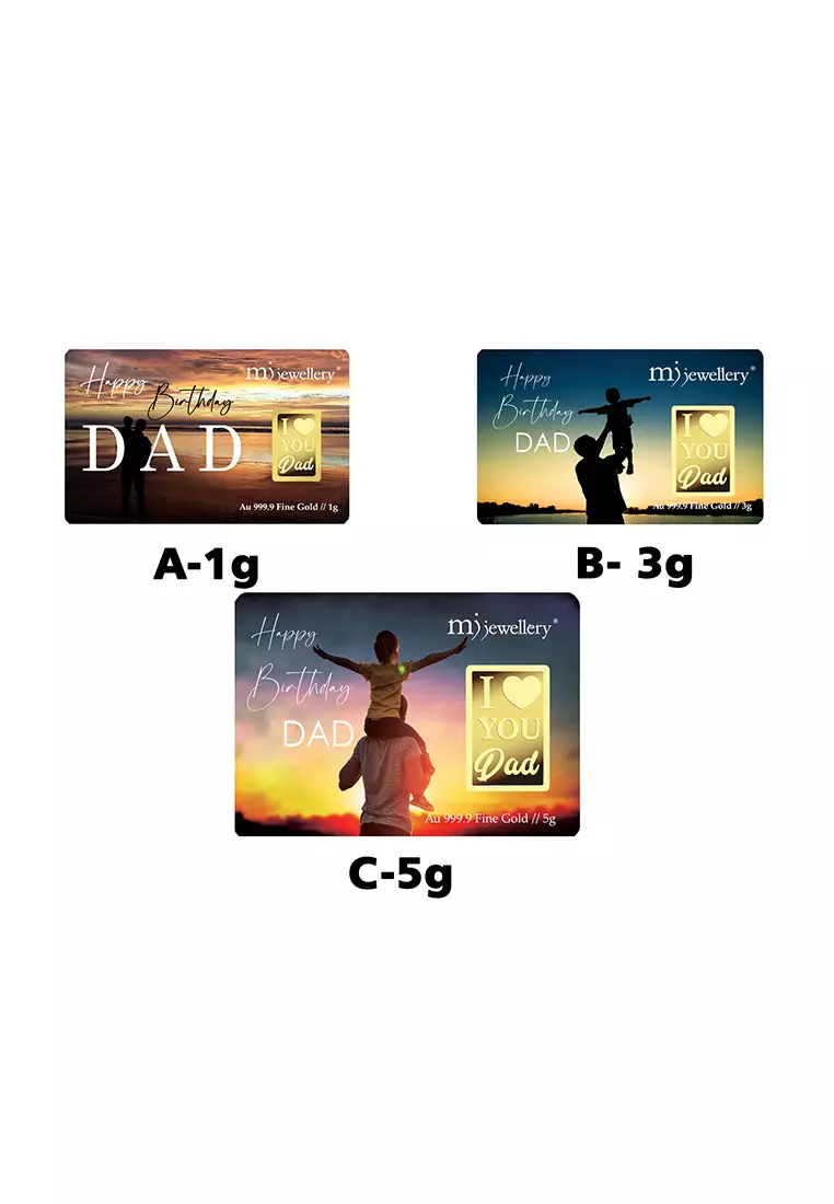 5G Gold Collection 999.9/24K Happy Birthday Dad Series Gold Bar (5g)