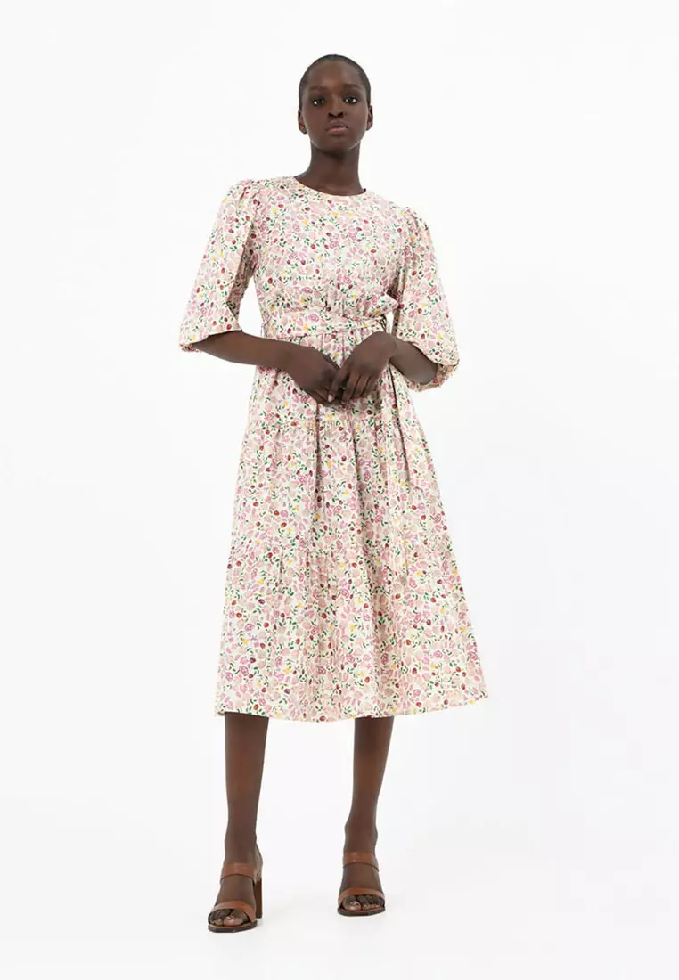 Doha Floral Print Cotton Dress