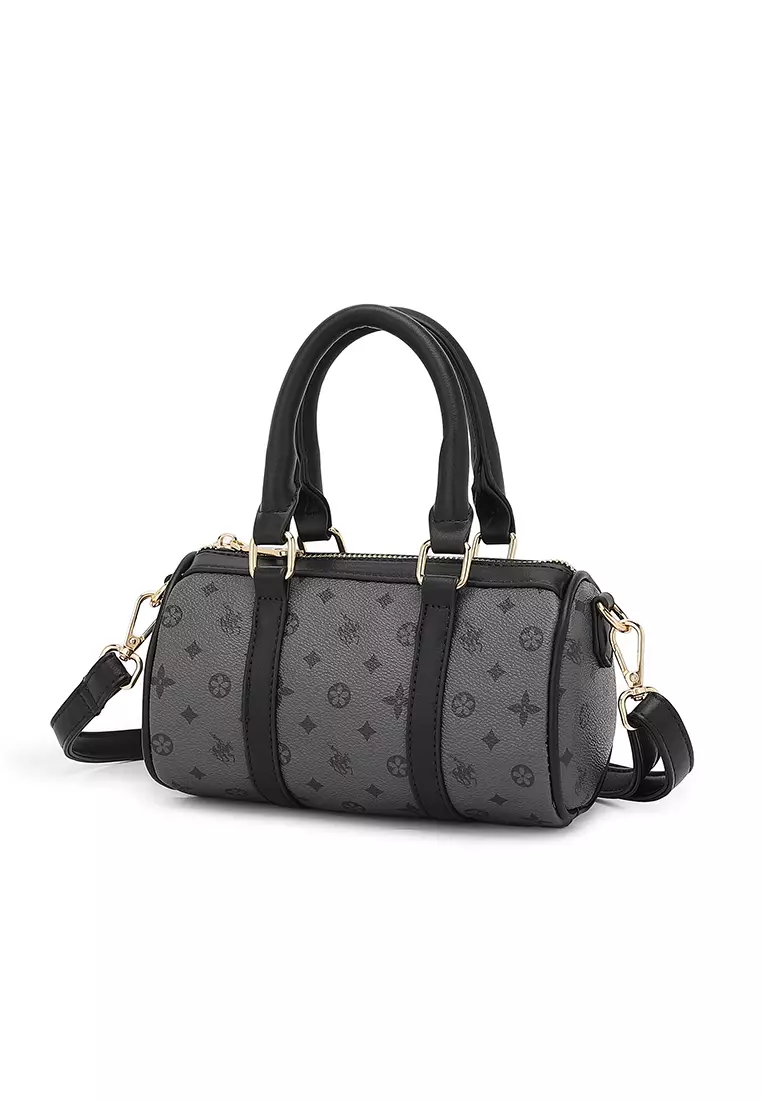 Women's Monogram Top Handle Bag / Sling Bag / Crossbody Bag - Black