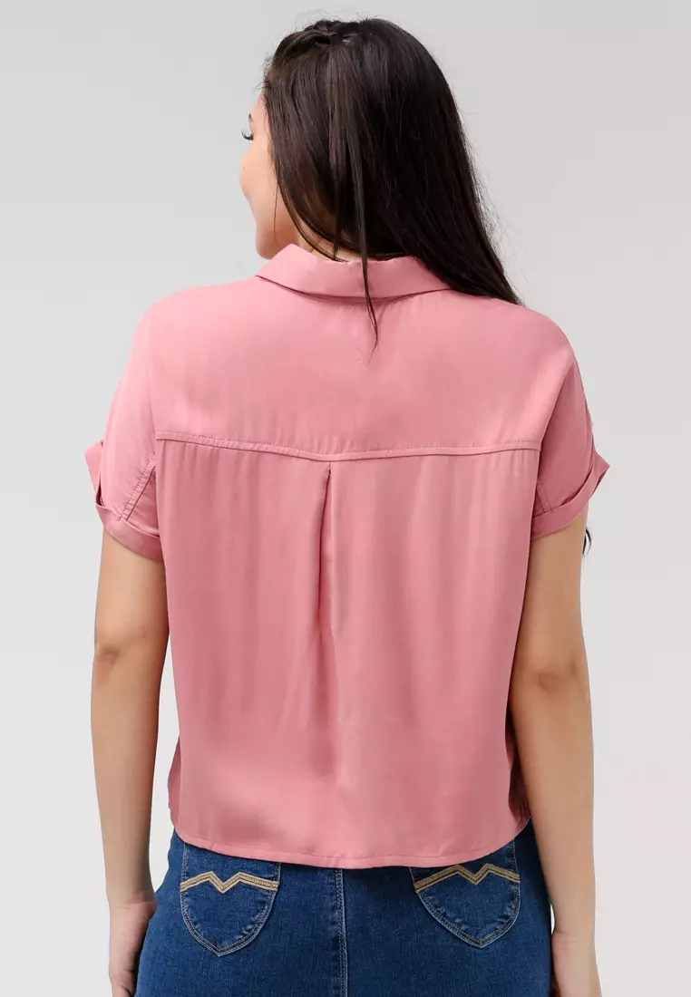 Single Twill Woven Short Sleeves Blouse