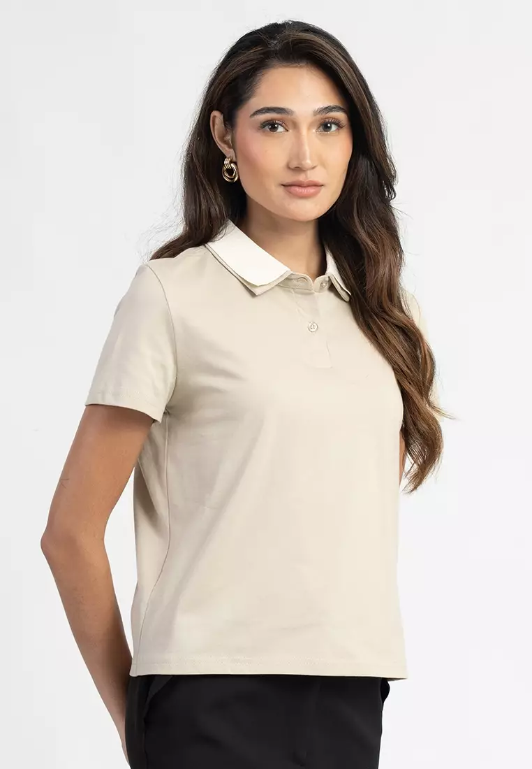 Serin Structured Knit Polo Top for Women