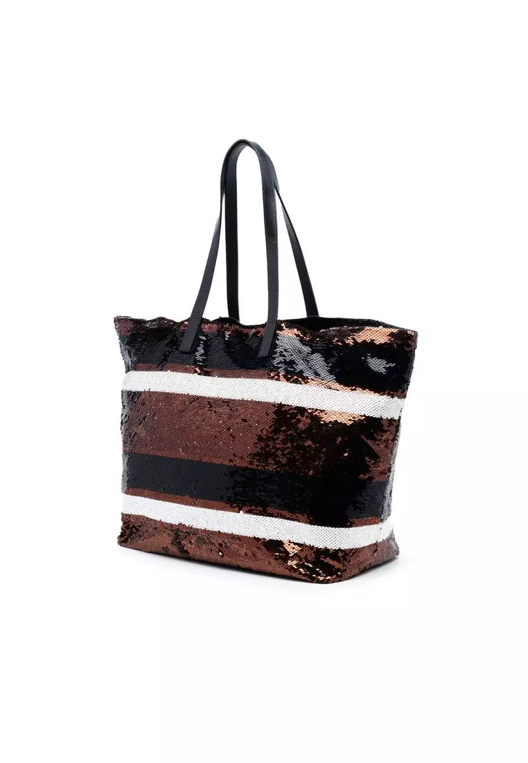 Pre-Loved Prada Sequined Satin Stripes Tote