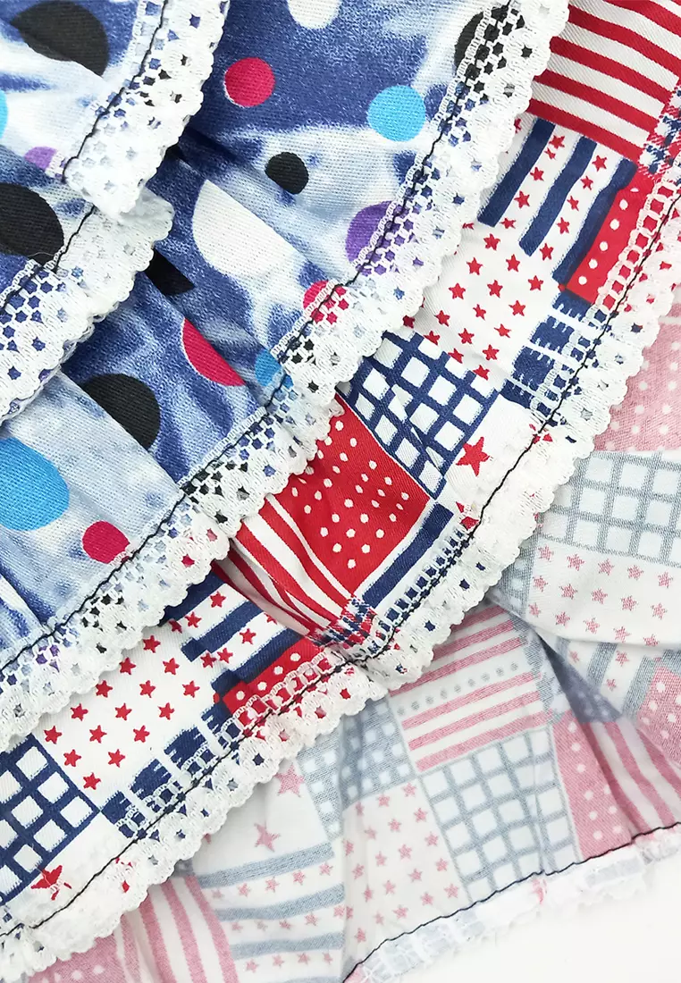 Wakakids Rok Jeans Anak Perempuan Mini Denim Tutu Ruffle Mix Motif Abstrak 050 Venrc