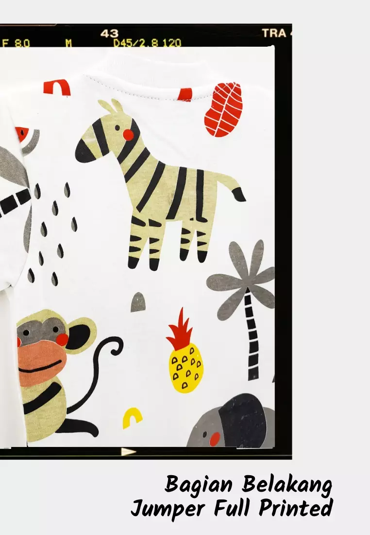 Wakakids Jumpsuit Bayi Anak Laki Laki Usia 1 Tahun Hingga 2 Tahun Jumper Baby Romper Motif Animals 3705