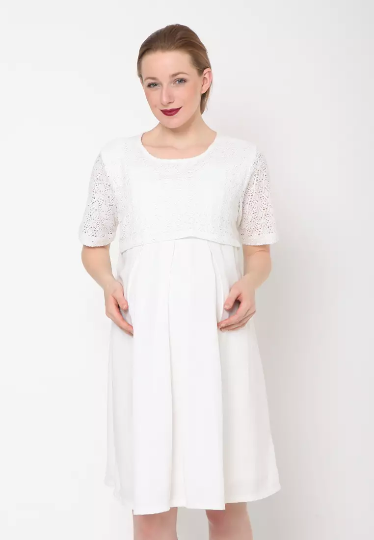 White lace nursing best sale dress