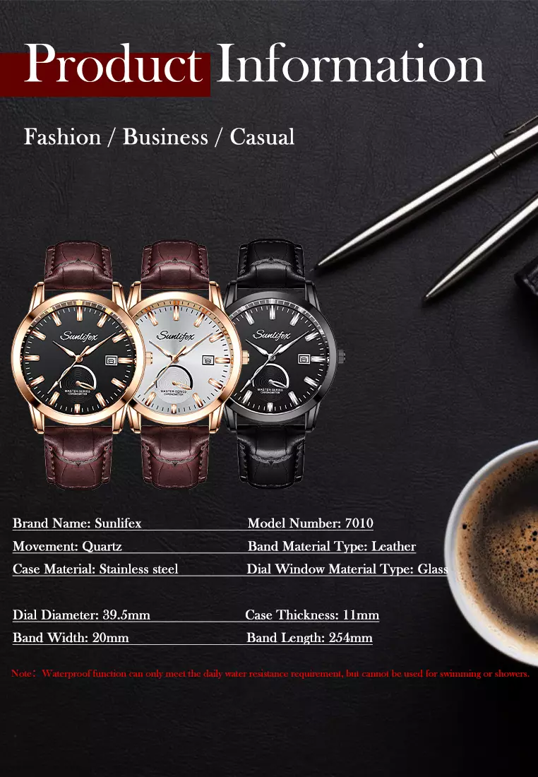 Jam Tangan Pria Original Anti Air Kuarsa Bisnis Klasik Jam Pria Tali Kulit Jam Tangan Cowok black