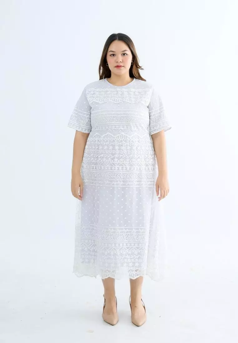 Plus Size Party Dress Scarlette Broken White