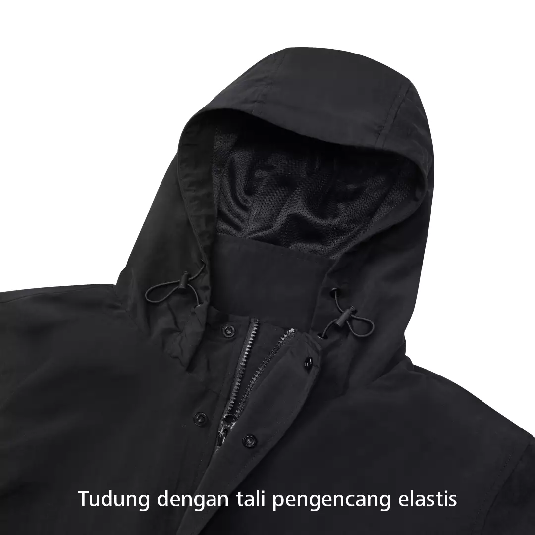 Tiverton Windbreaker Basic Jacket Hangout Pria Wanita Harian Jaket Ringan Multifungsi - Hitam