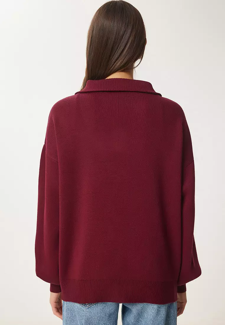 Zipper Collar Basic Knitwear Sweater