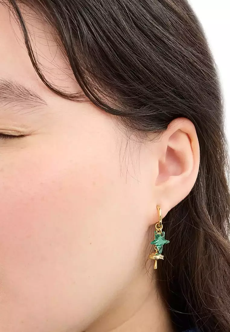 Observed By Us Mismatch Star And Mushroom Huggie Earrings in Gold/ Multi CV260