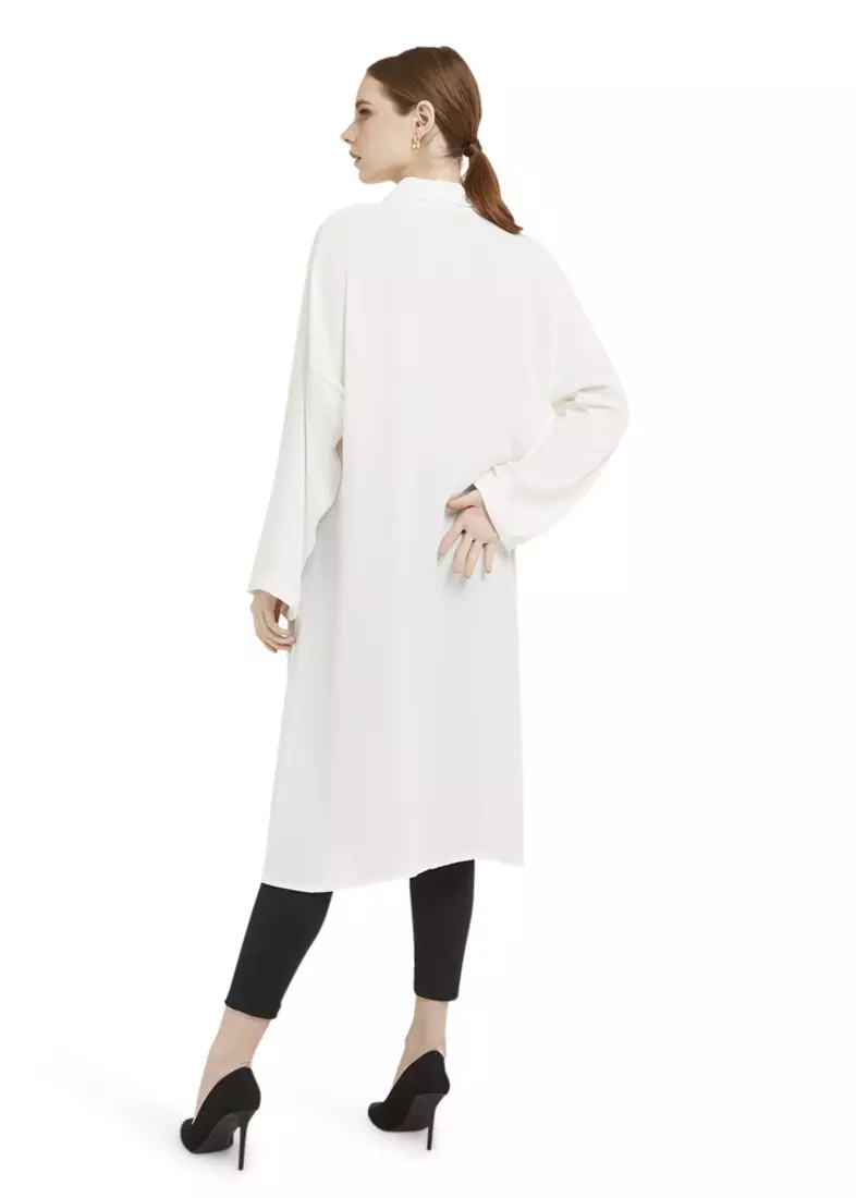 Qalita Tunik Kemeja Wanita Polos Plain Lengan Panjang Premium Quality - Broken White