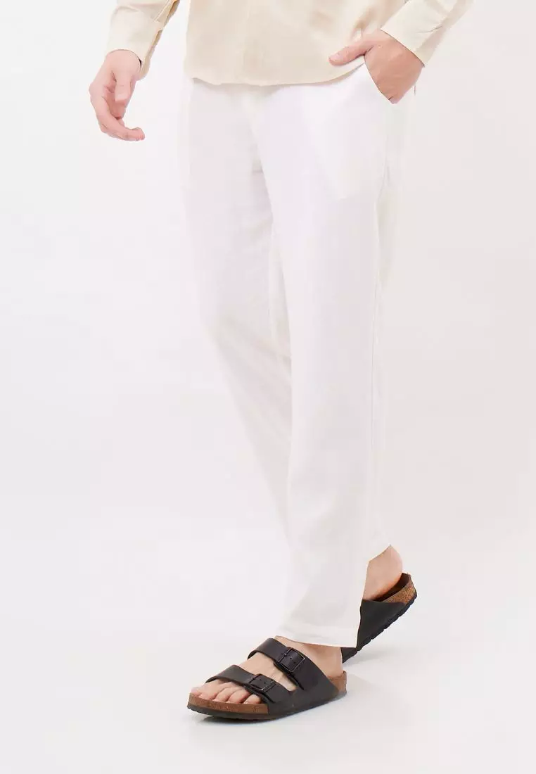 Uluwatu Celana Panjang Linen Pria Putih | Linen Long Pants Men White