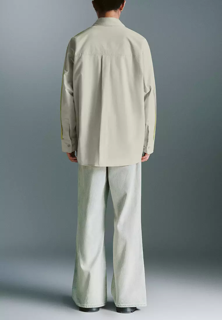 UR冬季新款男装植物系晕染棉质宽松开襟衬衫UMF240072