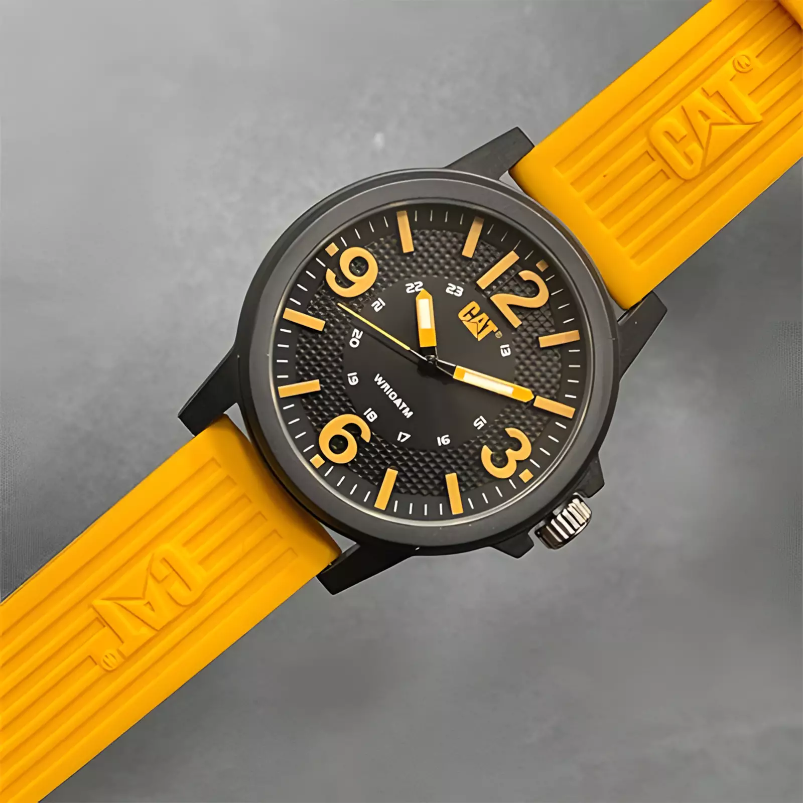 Jam Tangan Analog Pria - Black -Yelow Rubber Strap - CAT LF.111.27.137