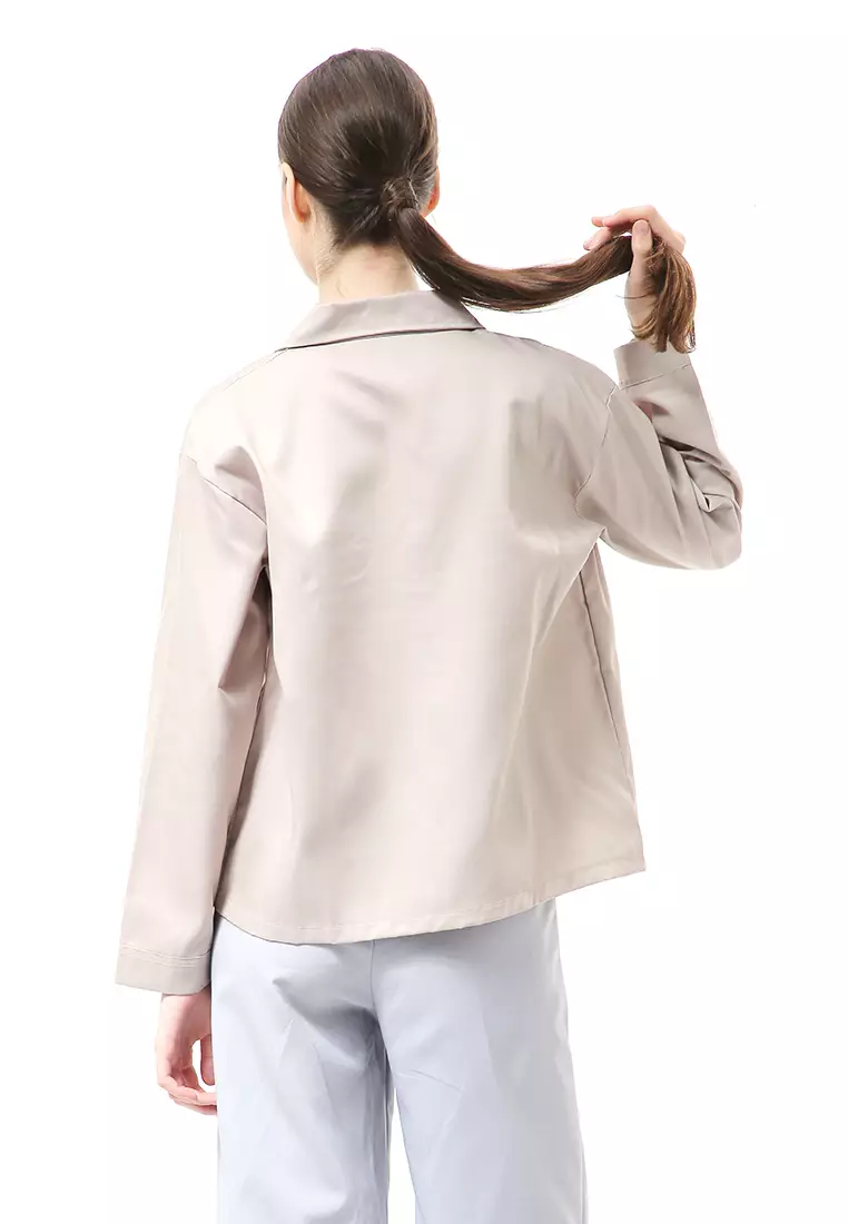 Silsi Jacket Outer Atasan Wanita Long Sleeve Motif Polos Premium Quality - Khaki