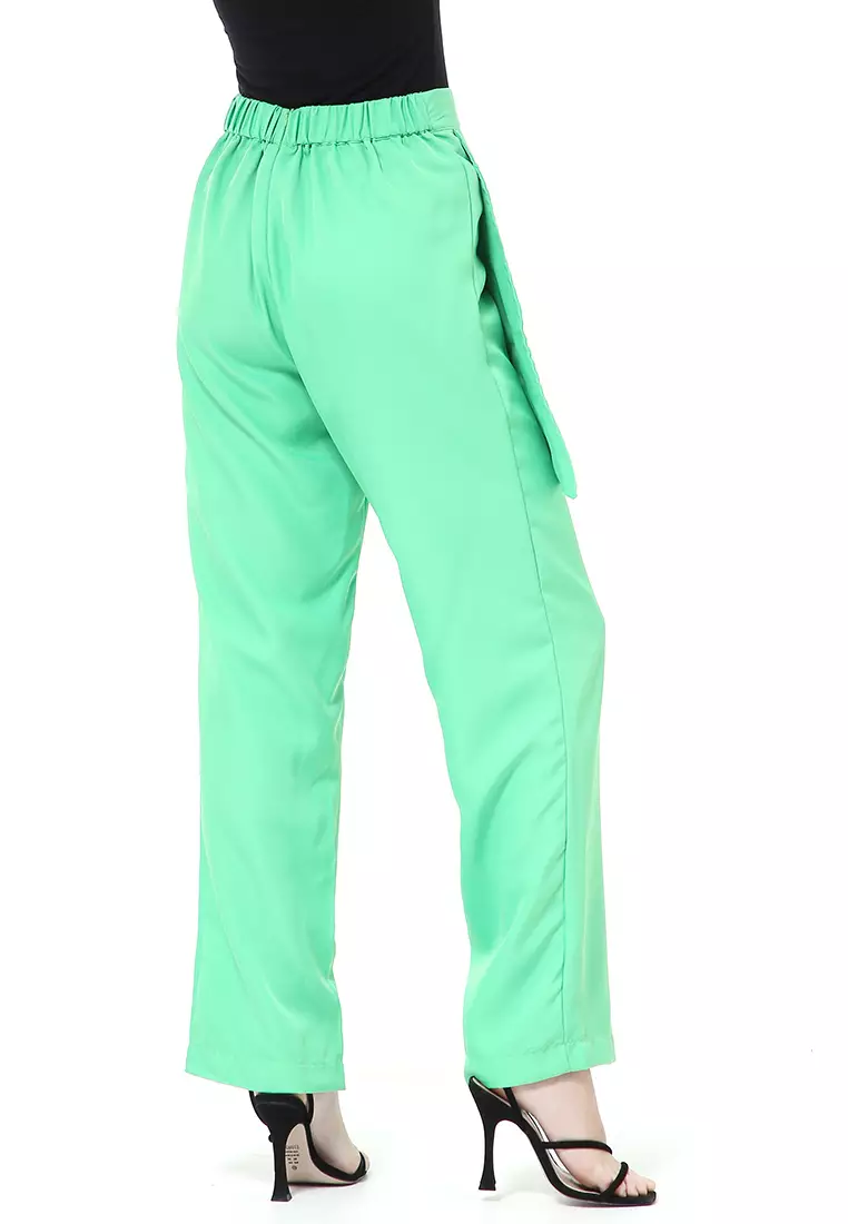 Stella Long Pants Celana Panjang Kasual Wanita Model Pocket Material Cotton ORIGINAL - Green