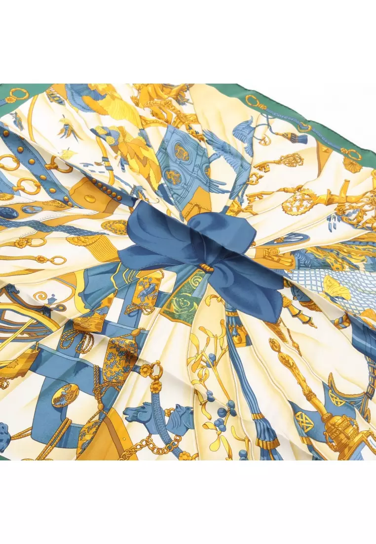 Pre-Loved Hermès carres 90 Soleil de Soie scarf silk green multicolor