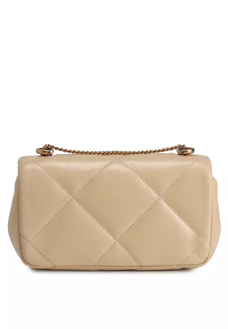 Kira Diamond Quilt Pavé Logo Mini Flap Bag (tr)
