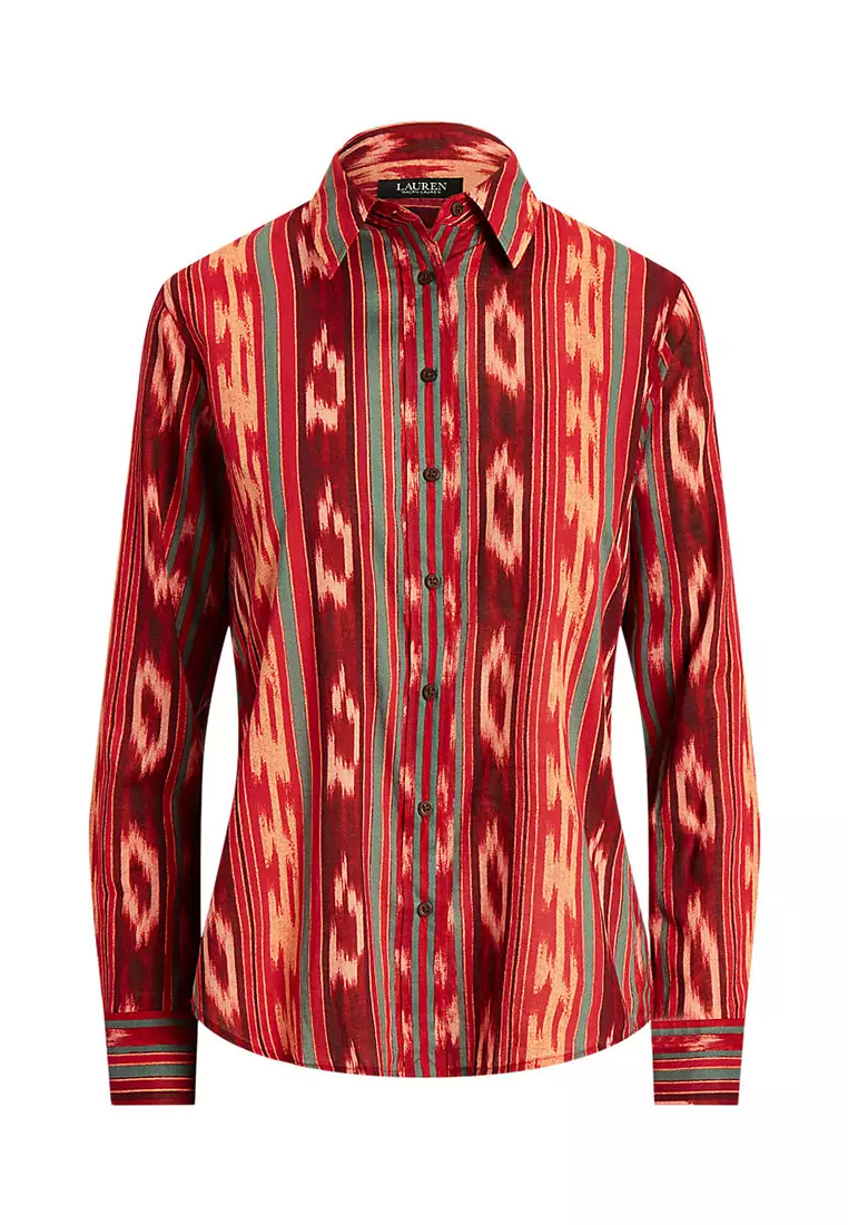 Lauren Ralph Lauren Geo-Striped Cotton Voile Shirt
