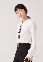 Buy Hopeshow Chiffon Collar Blouse with String Tie 2025