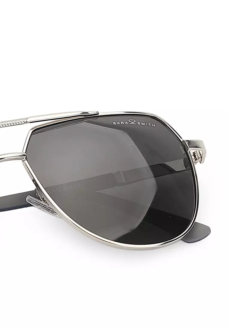 Unisex Stylish Polarized Aviator Sunglasses (Kacamata Hitam) - Putih / Abu-Abu