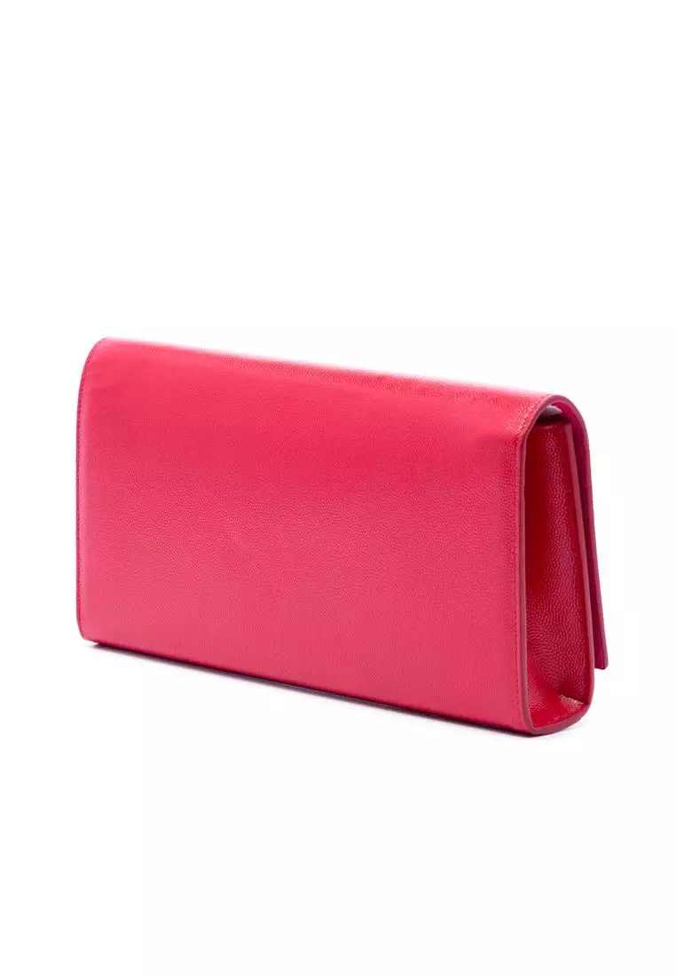 Pre-Loved Saint Laurent Grain De Poudre Monogram Cassandre Clutch