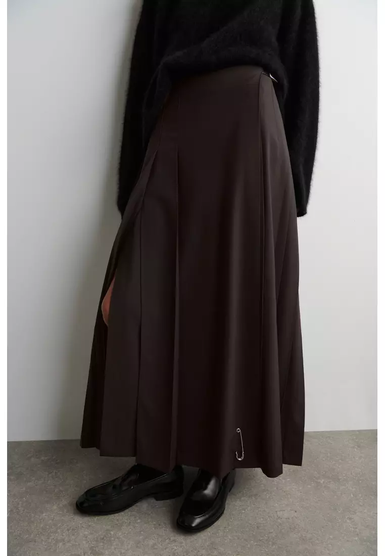 BELTED WOOL-BLEND MAXI KILT