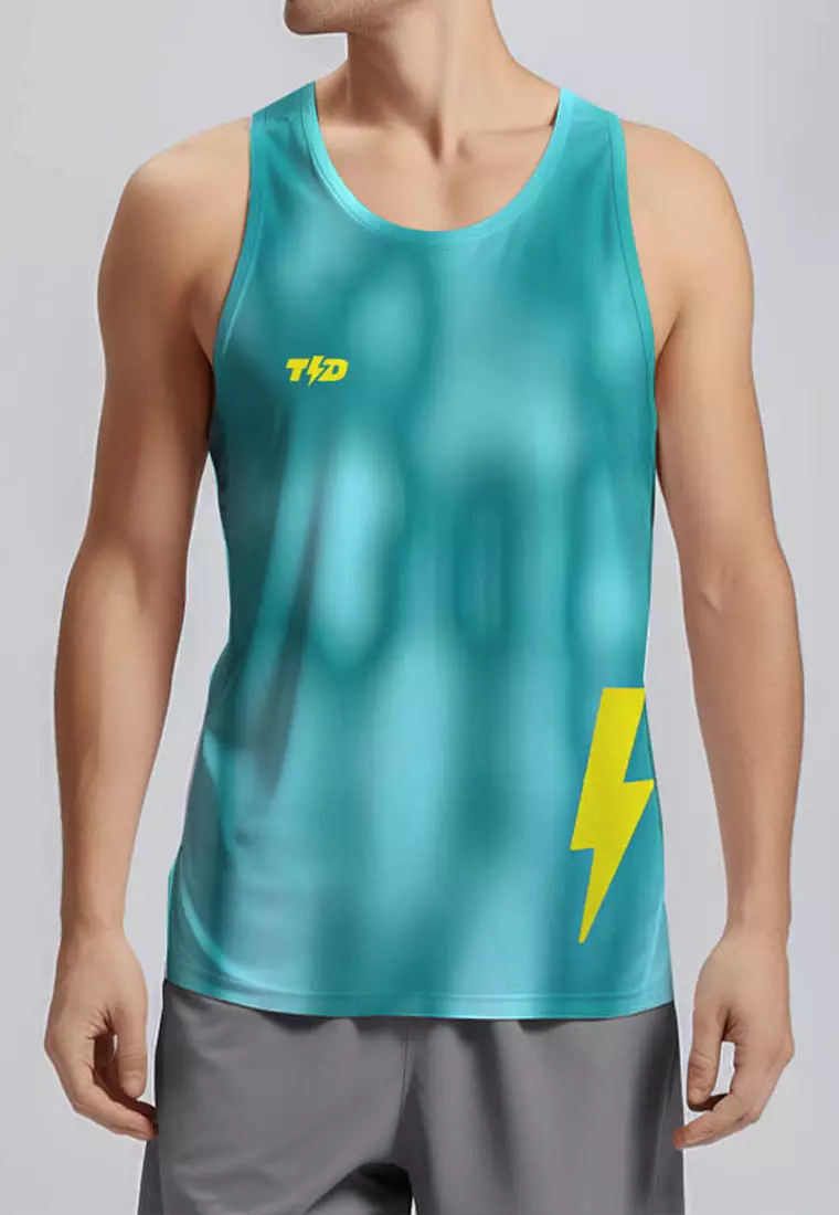MSA74 Singlet Running Pria Td bolt turquoise alien pattern airdrylite