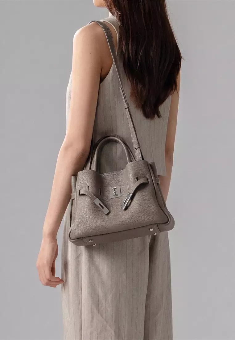 SAOIRSE Belt Soft Structural Shoulder Tote Mini - Grey Khaki