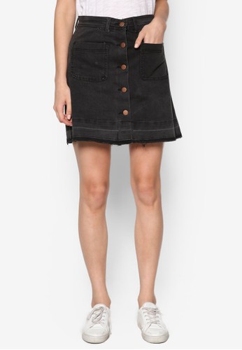 Button-Up Denim Skirt