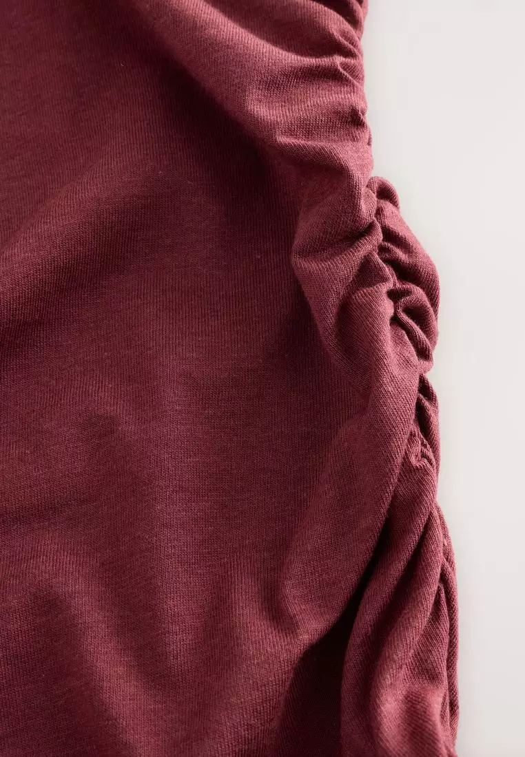 Side Seam Ruched Detail Midi Length Sleeveless Dress